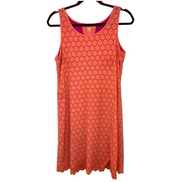 Title Nine Nimblene Orange Lasercut Stretch Outdoor Active Dress Women’s Medium - Picture 6 of 11